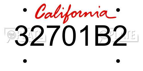 32701B2 California License Plate