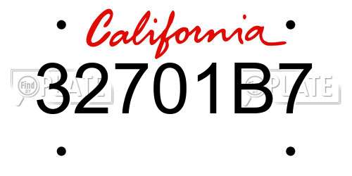 32701B7 California License Plate