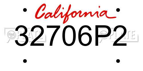 32706P2 California License Plate
