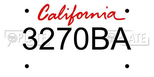 3270BA California License Plate