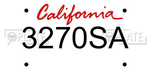 3270SA California License Plate