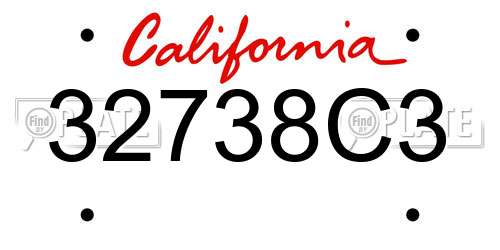 32738C3 California License Plate