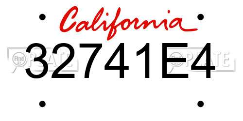 32741E4 California License Plate