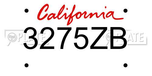 3275ZB California License Plate