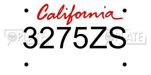 3275ZS California License Plate