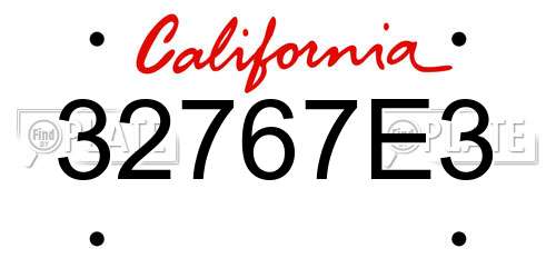 32767E3 California License Plate