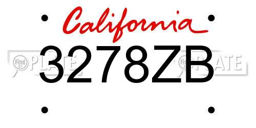 3278ZB California License Plate