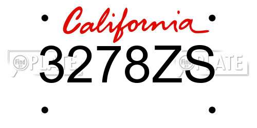 3278ZS California License Plate
