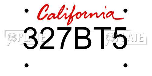 327BT5 California License Plate