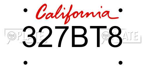 327BT8 California License Plate