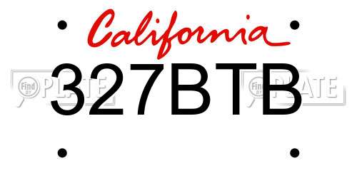 327BTB California License Plate