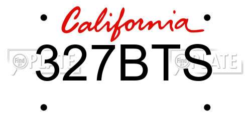 327BTS California License Plate