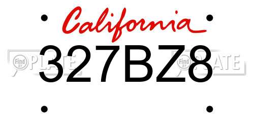 327BZ8 California License Plate