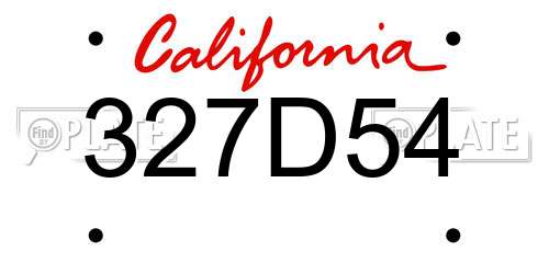 327D54 California License Plate