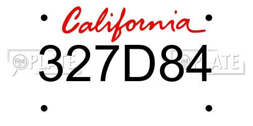 327D84 California License Plate