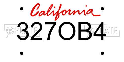 327OB4 California License Plate