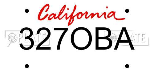 327OBA California License Plate