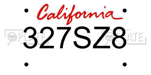 327SZ8 California License Plate