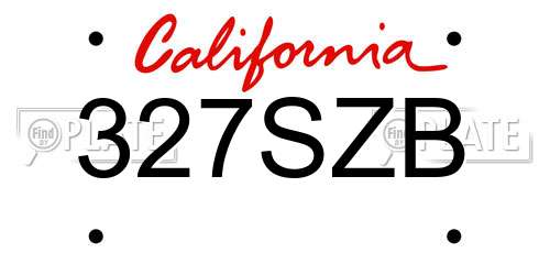 327SZB California License Plate