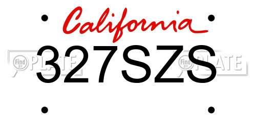 327SZS California License Plate