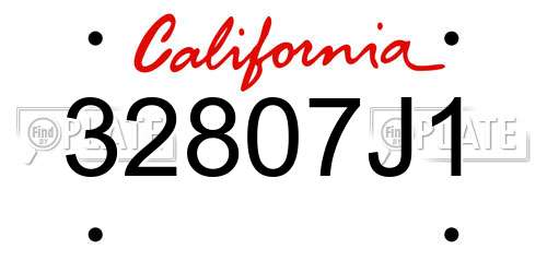 32807J1 California License Plate
