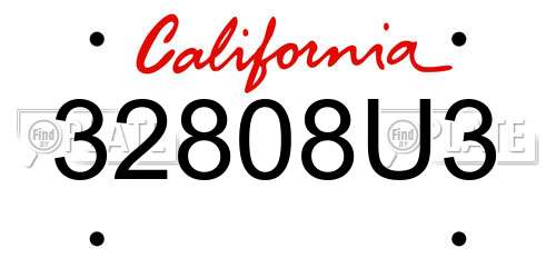 32808U3 California License Plate