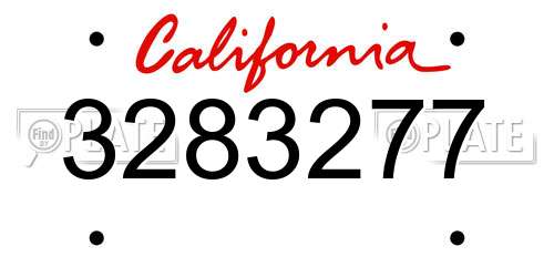 3283277 California License Plate