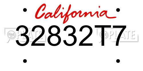 32832T7 California License Plate