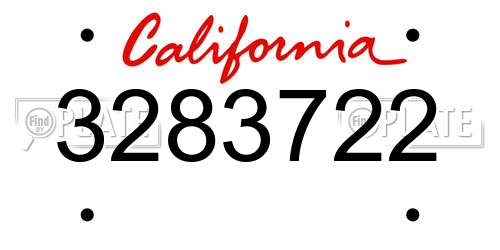 3283722 California License Plate