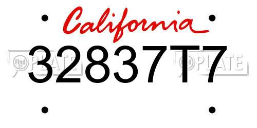 32837T7 California License Plate