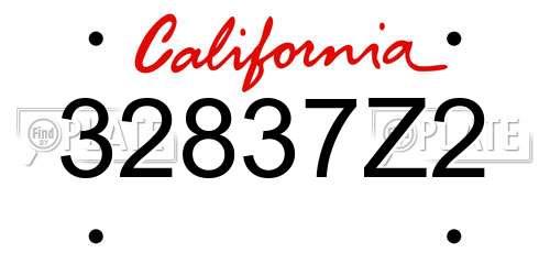 32837Z2 California License Plate