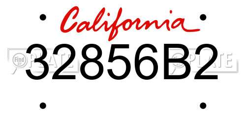 32856B2 California License Plate