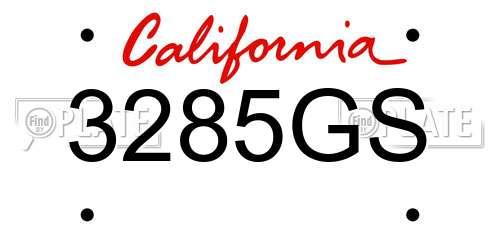 3285GS California License Plate