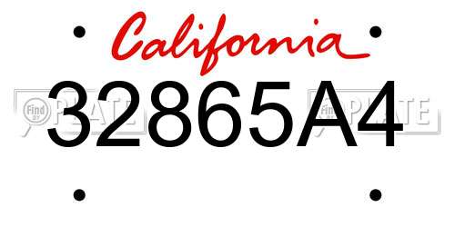 32865A4 California License Plate