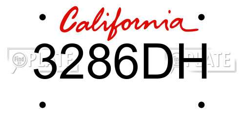 3286DH California License Plate