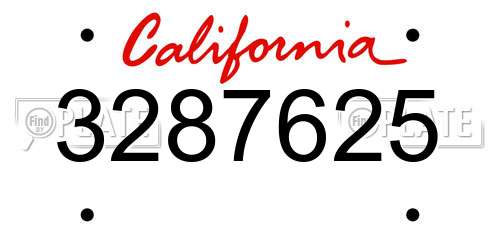 3287625 California License Plate