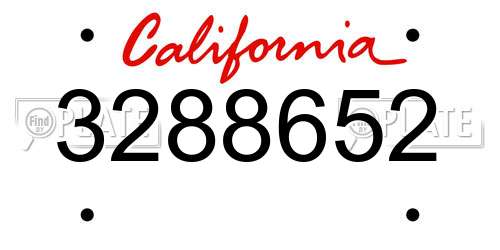 3288652 California License Plate