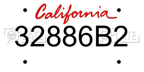 32886B2 California License Plate