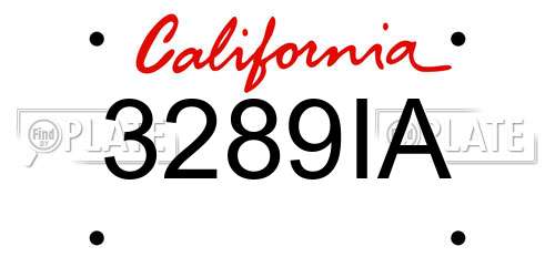 3289IA California License Plate