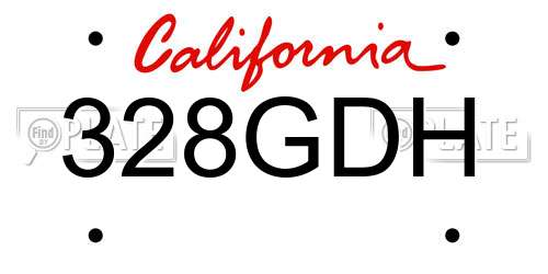 328GDH California License Plate