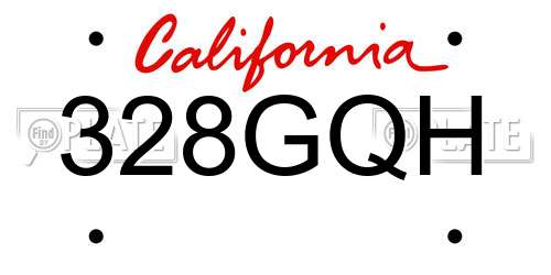 328GQH California License Plate