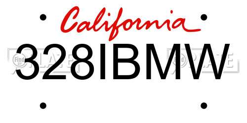328IBMW California License Plate