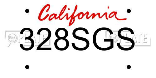 328SGS California License Plate