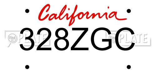 328ZGC California License Plate