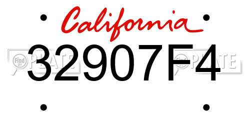 32907F4 California License Plate