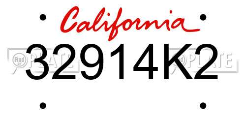 32914K2 California License Plate