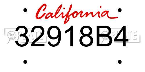 32918B4 California License Plate