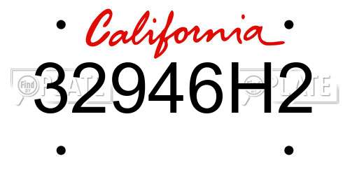 32946H2 California License Plate