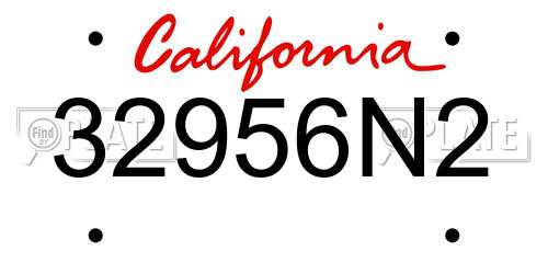 32956N2 California License Plate