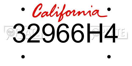 32966H4 California License Plate
